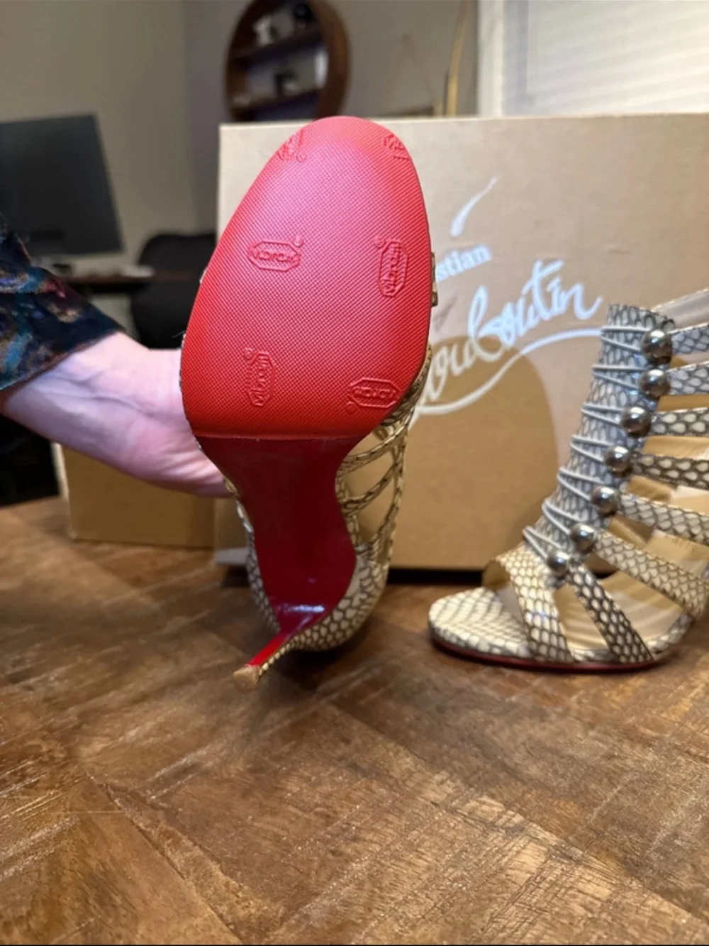 Christian Louboutin Denis 100 Cobra Strappy Cage Heels